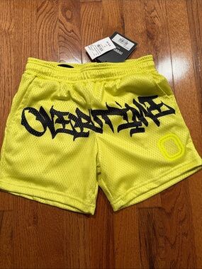 Overtime Boys Neon Yellow Graphic Mesh Shorts